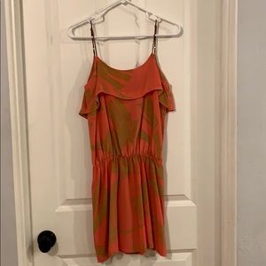 Karina Grimaldi silk neutral and coral early 2000’s slip dress